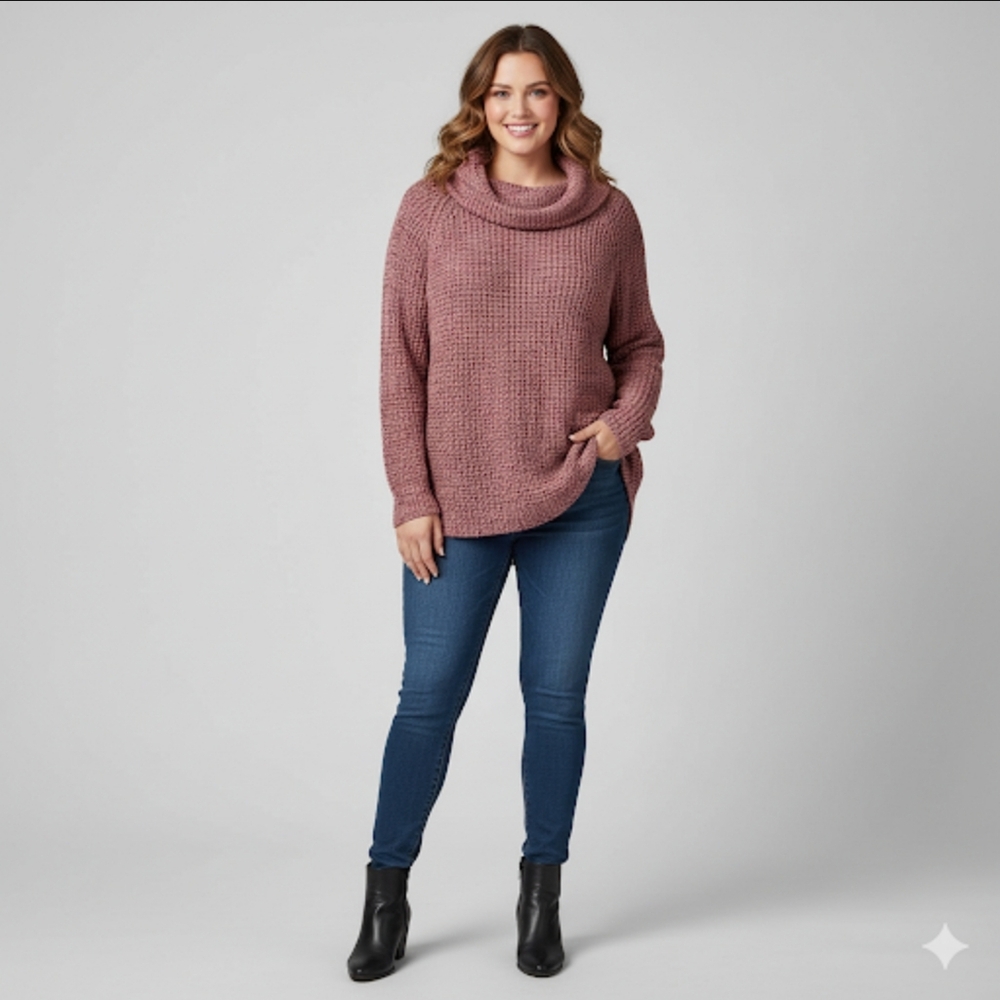 NWT Kismet XXL Cozy Pink Loose Knit Oversized Cowl Neck Sweater